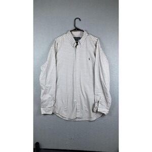 Ralph Lauren Shirt Mens XL White Green Pink Check Classic Fit Button Down